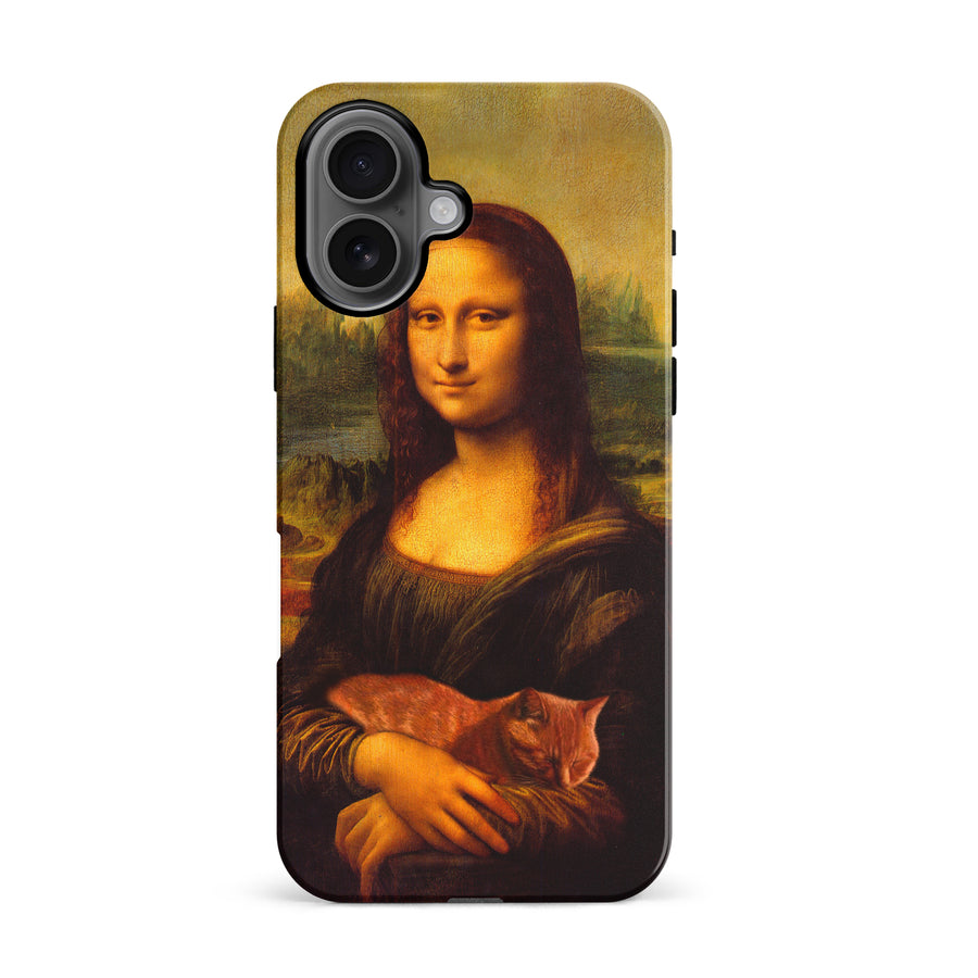 Mona Lisa Smiling with Cat Painting Design Cat Phone Case