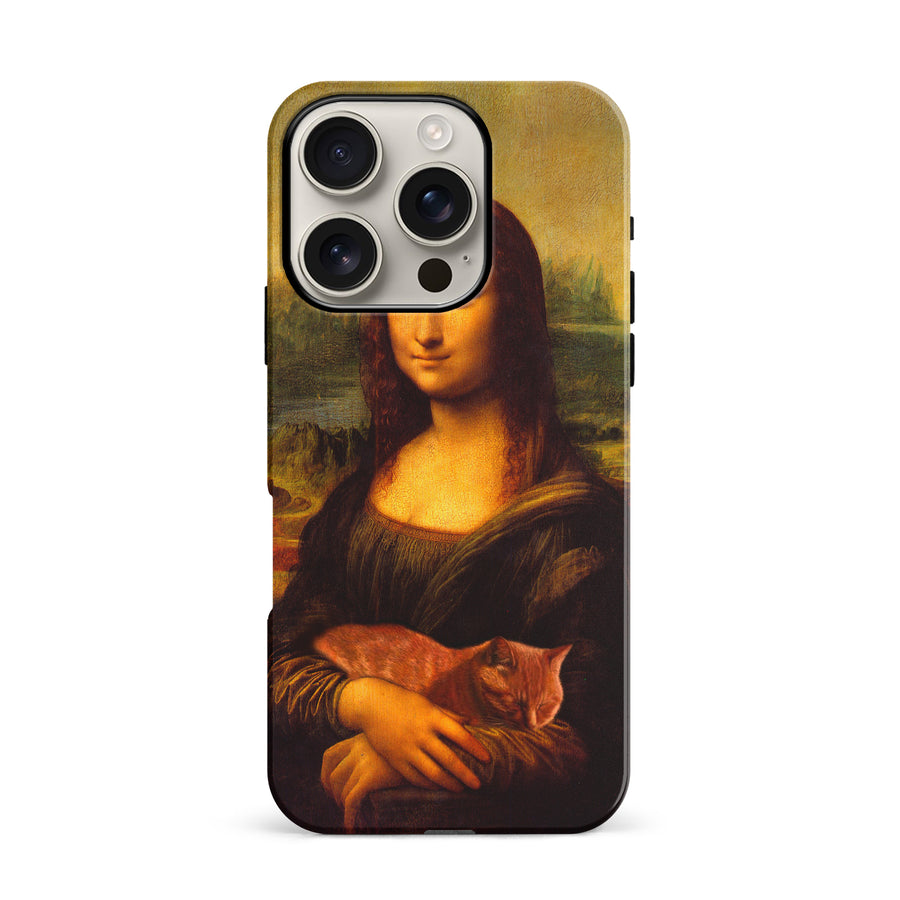 Mona Lisa Smiling with Cat Painting Design Cat Phone Case