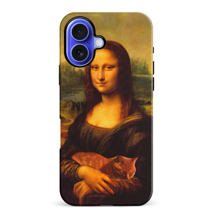 Mona Lisa Smiling with Cat Painting Design Cat Phone Case