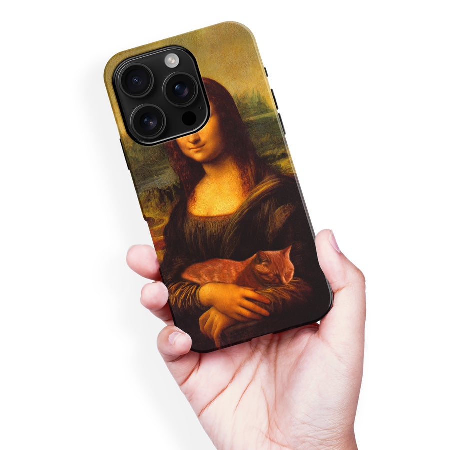 Mona Lisa Smiling with Cat Painting Design Cat Phone Case