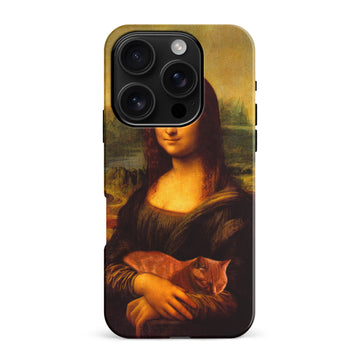 iPhone 16 Pro Max Mona Lisa Smiling with Cat Painting Design Cat Phone Case