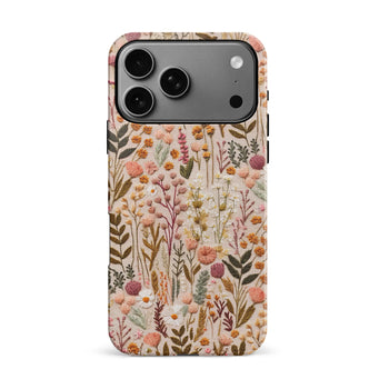 iPhone 17 Pro Max Wildflowers Embroidery Cottagecore Style Floral Phone Case