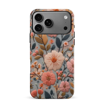 iPhone 17 Pro Max Vintage Flowers Embroidery Style Floral Phone Case
