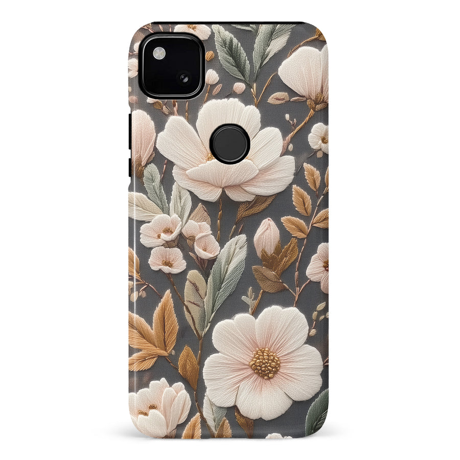 Floral Serenity Embroidery Style Floral Phone Case