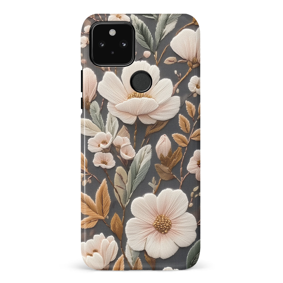 Google Pixel 5 Floral Serenity Embroidery Style Floral Phone Case