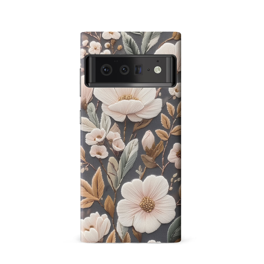 Floral Serenity Embroidery Style Floral Phone Case