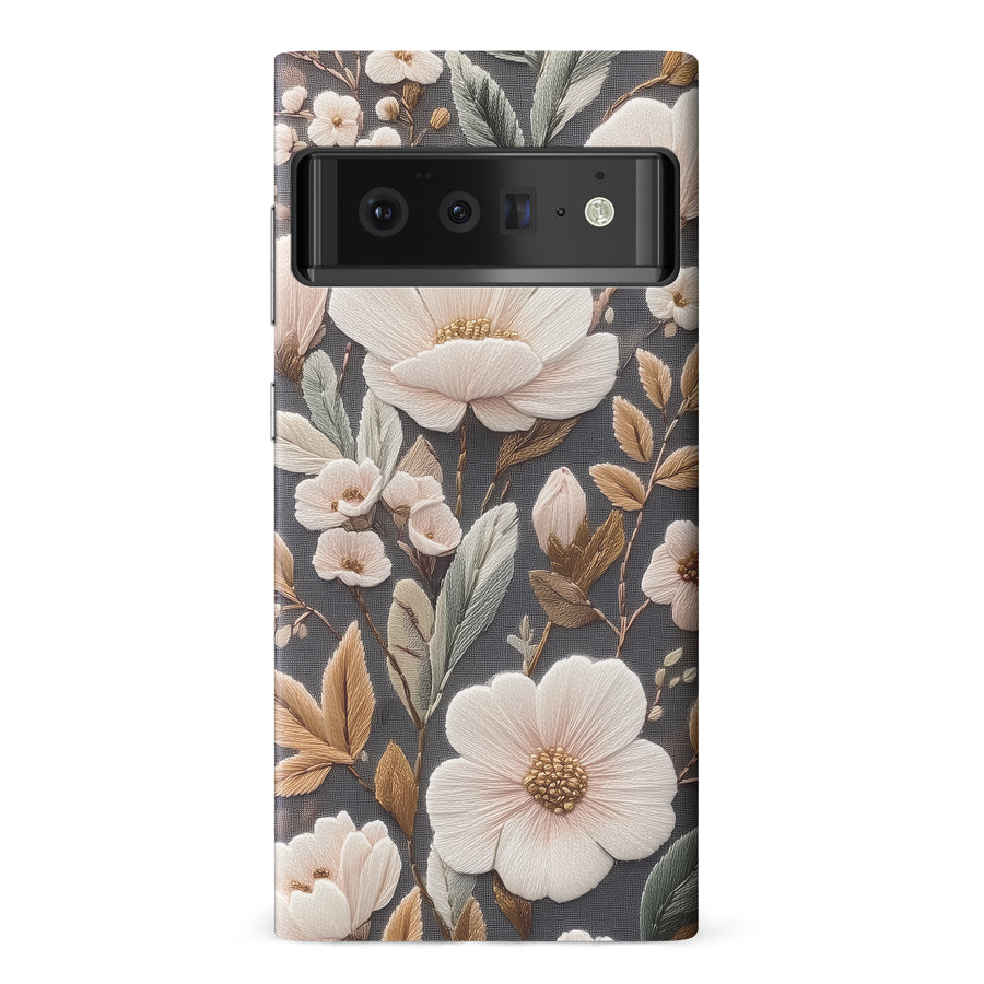 Google Pixel 6 Pro Floral Serenity Embroidery Style Floral Phone Case