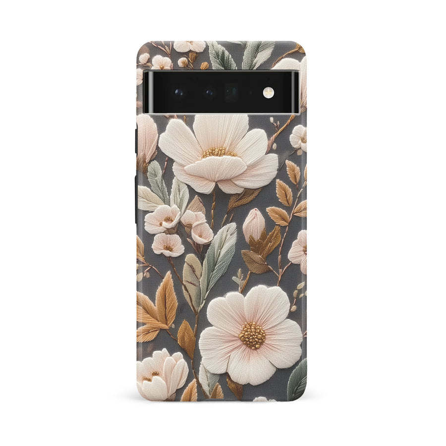 Google Pixel 6A Floral Serenity Embroidery Style Floral Phone Case