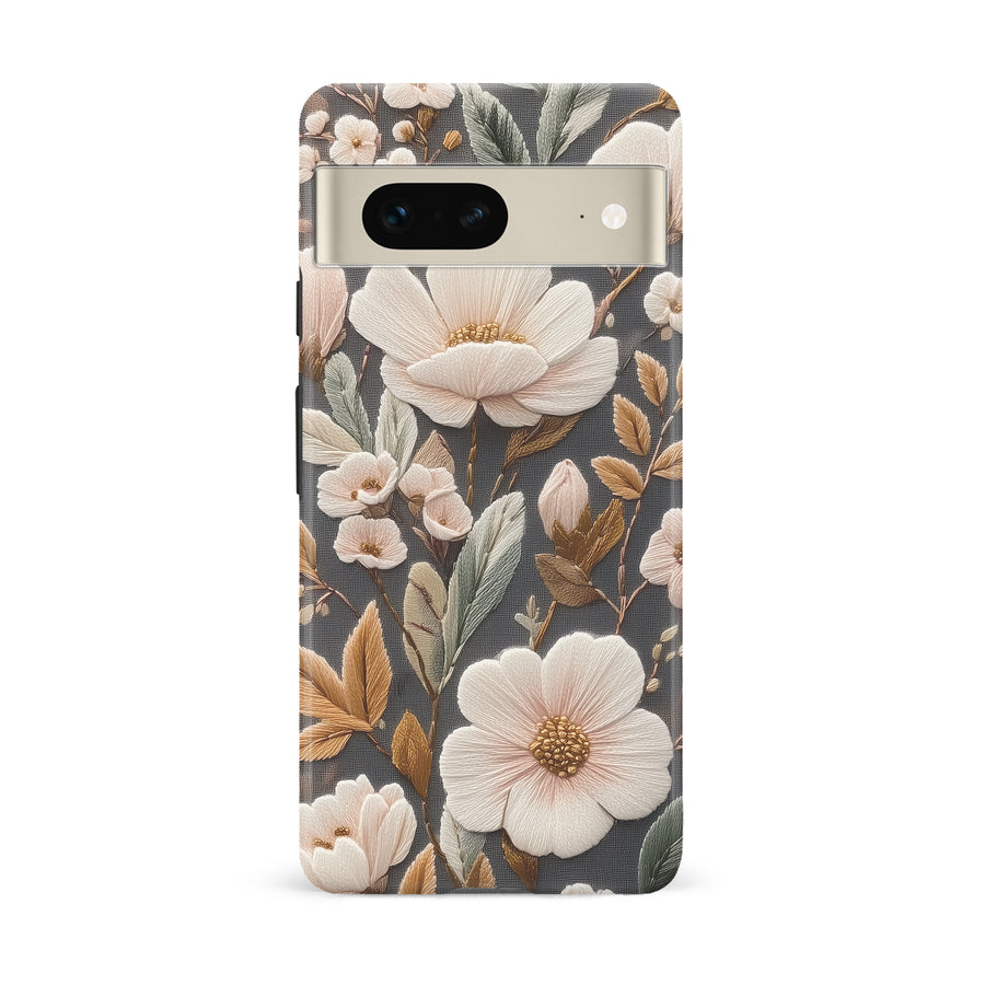 Google Pixel 7 Floral Serenity Embroidery Style Floral Phone Case