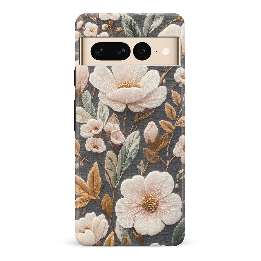 Google Pixel 7 Pro Floral Serenity Embroidery Style Floral Phone Case