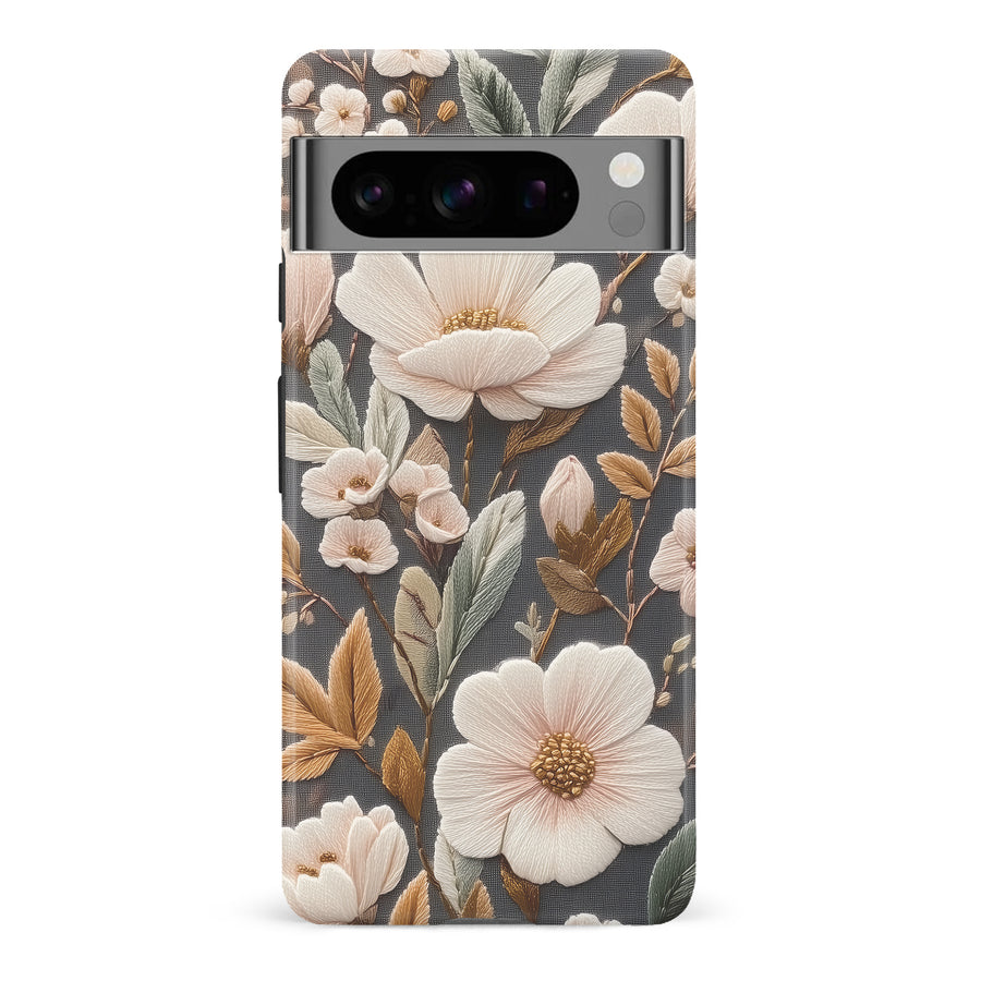 Floral Serenity Embroidery Style Floral Phone Case