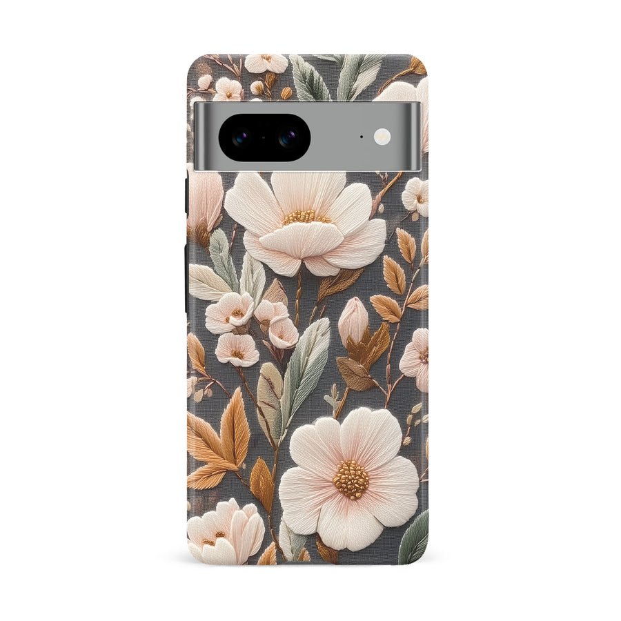 Floral Serenity Embroidery Style Floral Phone Case