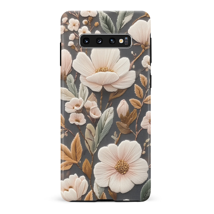 Samsung Galaxy S10 Floral Serenity Embroidery Style Floral Phone Case