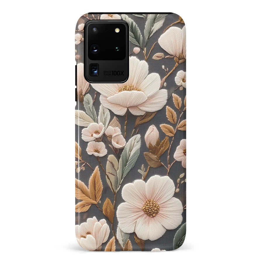 Samsung Galaxy S20 Ultra Floral Serenity Embroidery Style Floral Phone Case