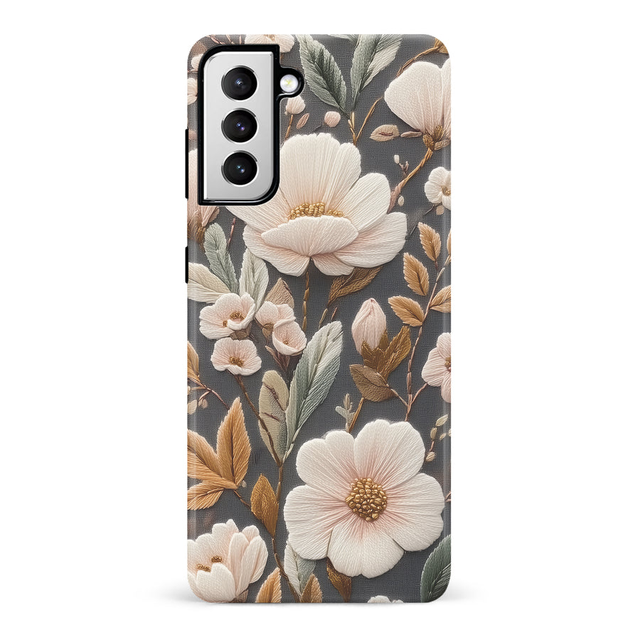 Floral Serenity Embroidery Style Floral Phone Case