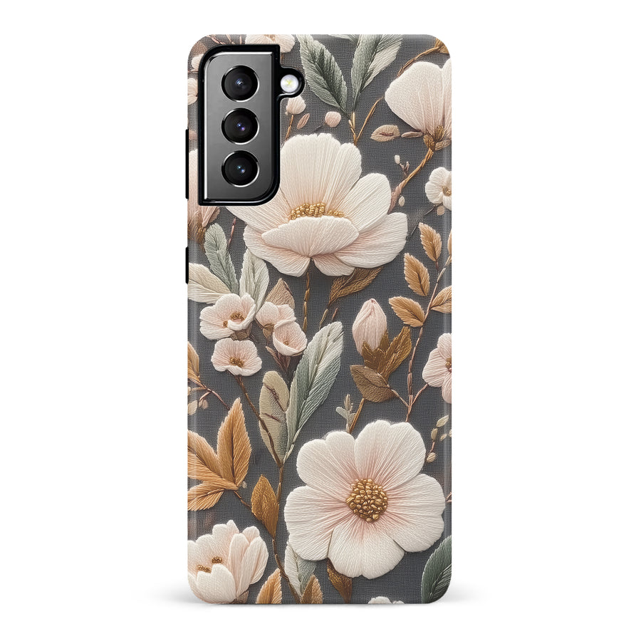 Floral Serenity Embroidery Style Floral Phone Case