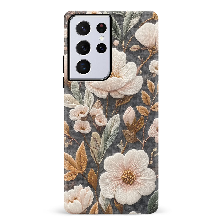 Floral Serenity Embroidery Style Floral Phone Case