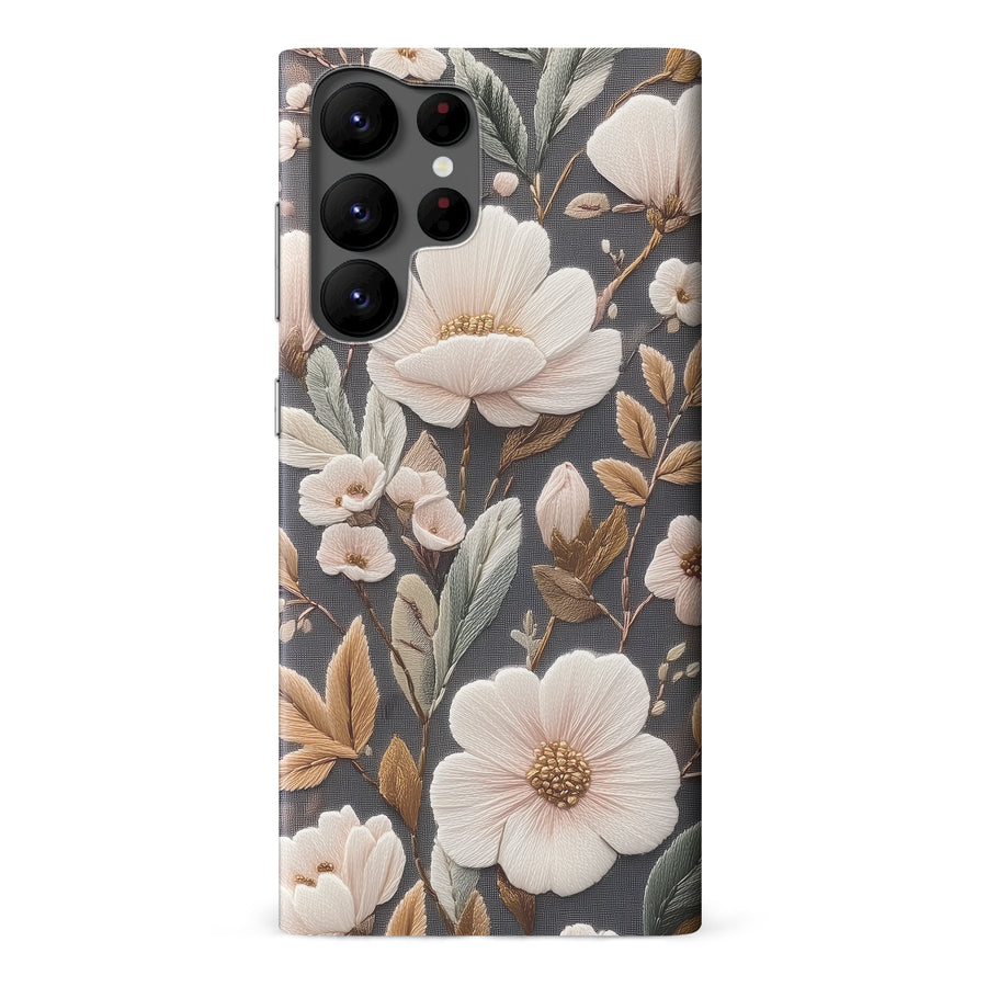 Floral Serenity Embroidery Style Floral Phone Case