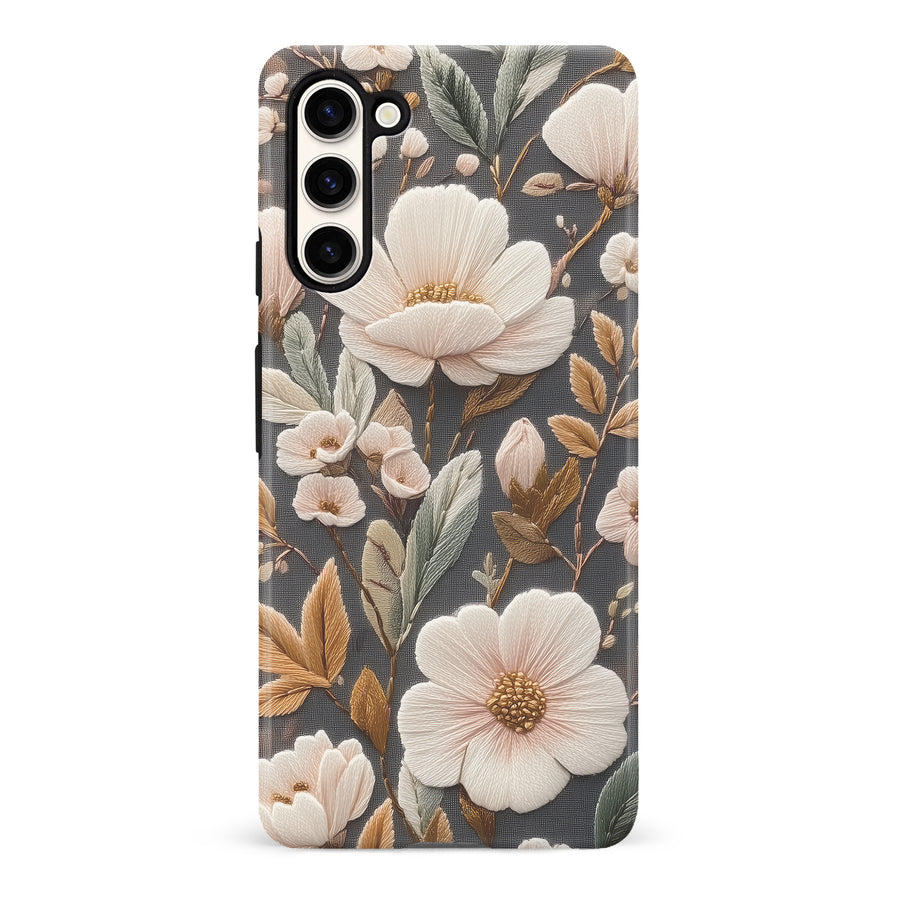 Samsung Galaxy S23 Floral Serenity Embroidery Style Floral Phone Case