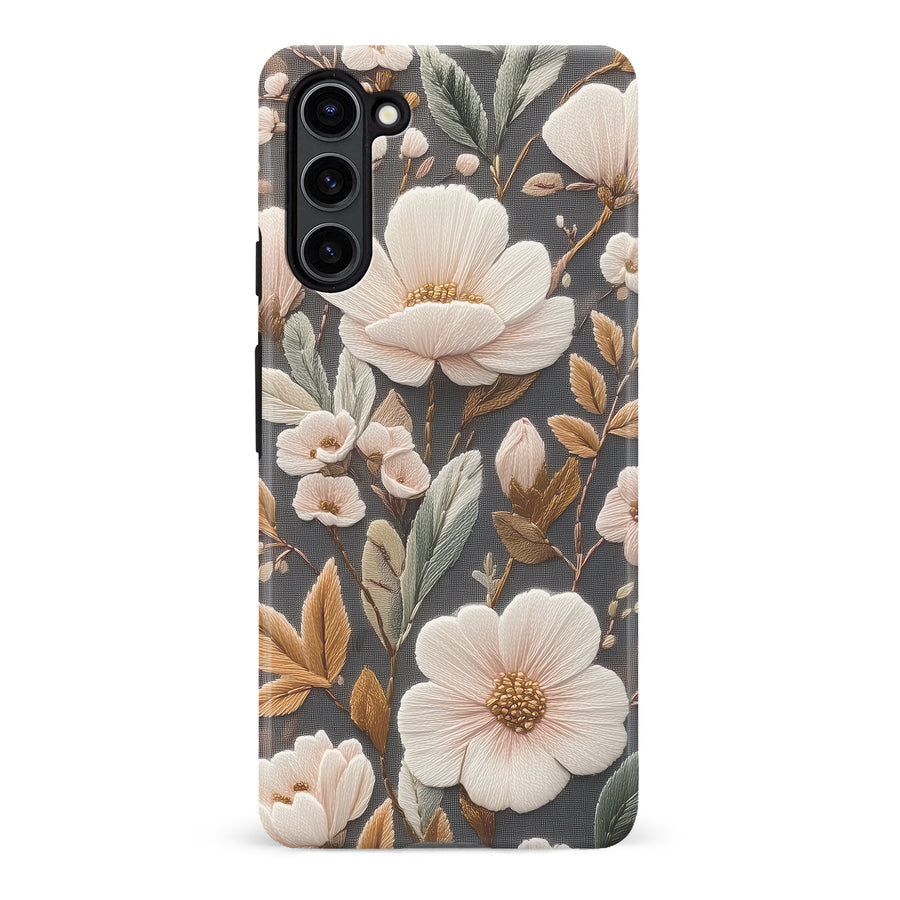 Floral Serenity Embroidery Style Floral Phone Case