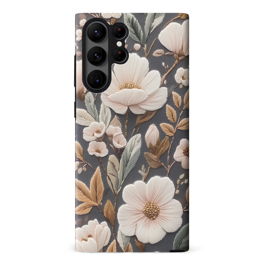 Floral Serenity Embroidery Style Floral Phone Case