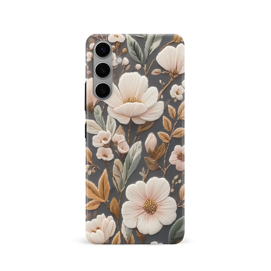 Floral Serenity Embroidery Style Floral Phone Case