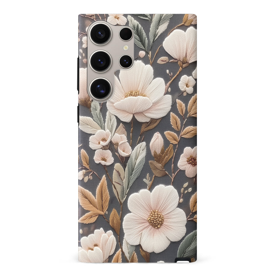 Floral Serenity Embroidery Style Floral Phone Case