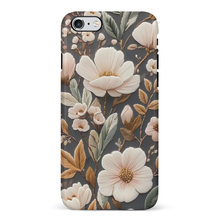 Floral Serenity Embroidery Style Floral Phone Case