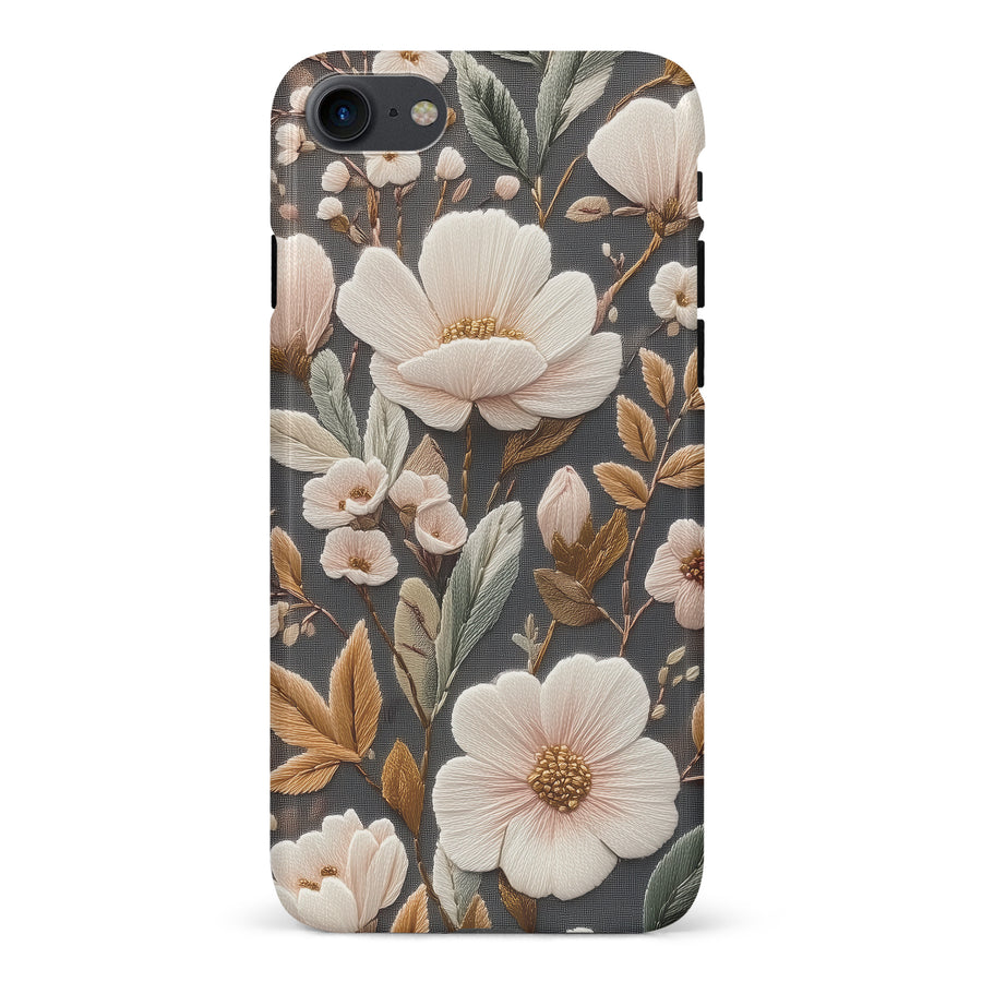 Floral Serenity Embroidery Style Floral Phone Case