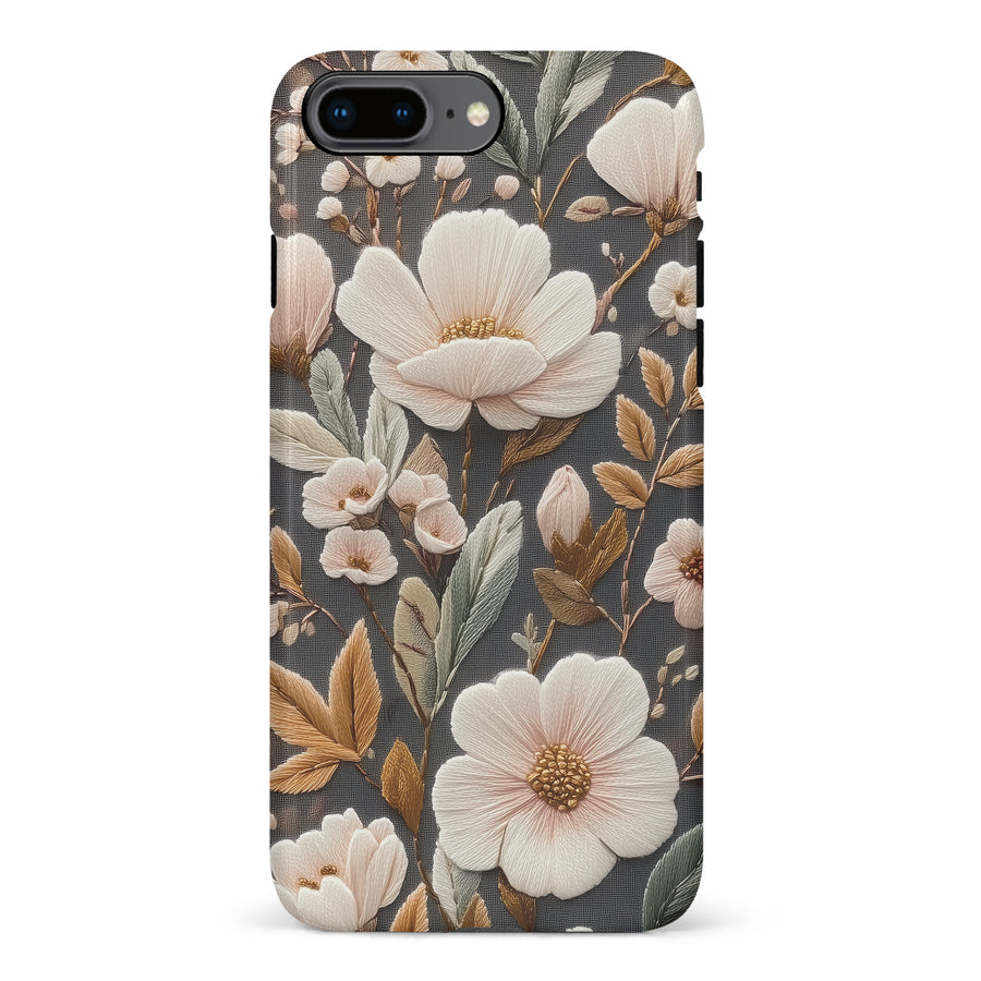 Floral Serenity Embroidery Style Floral Phone Case