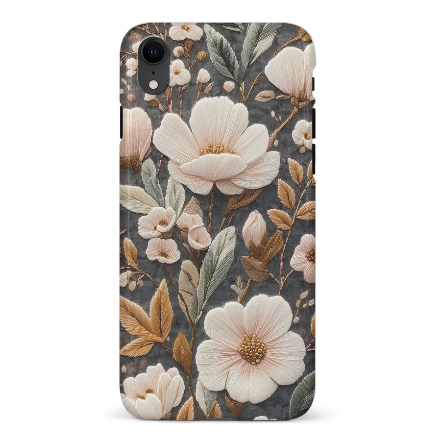 Floral Serenity Embroidery Style Floral Phone Case