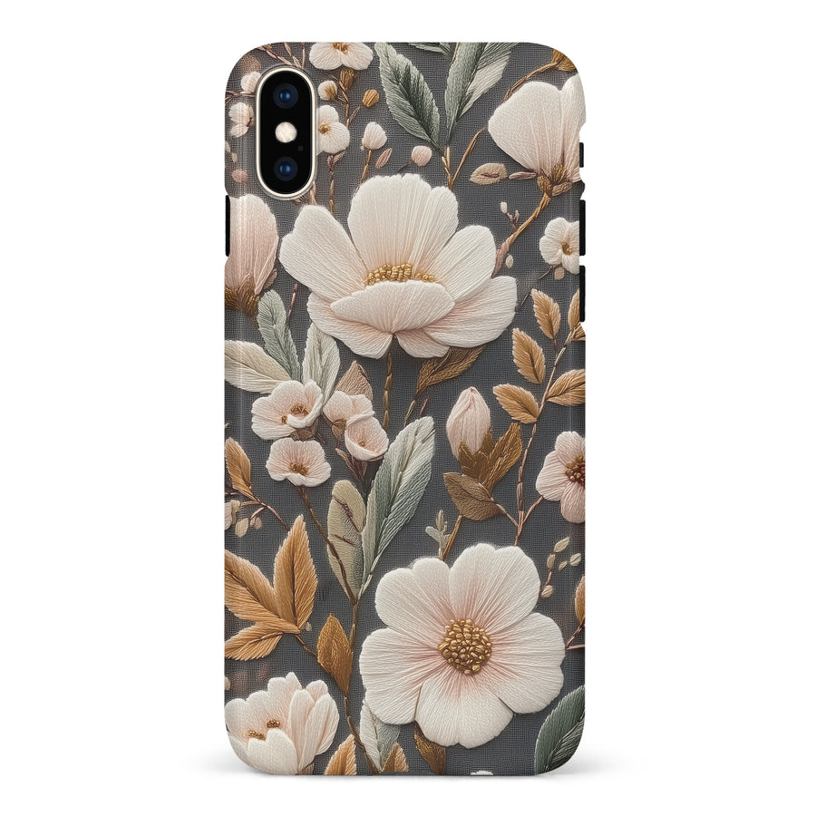 iPhone XS Max Floral Serenity Embroidery Style Floral Phone Case