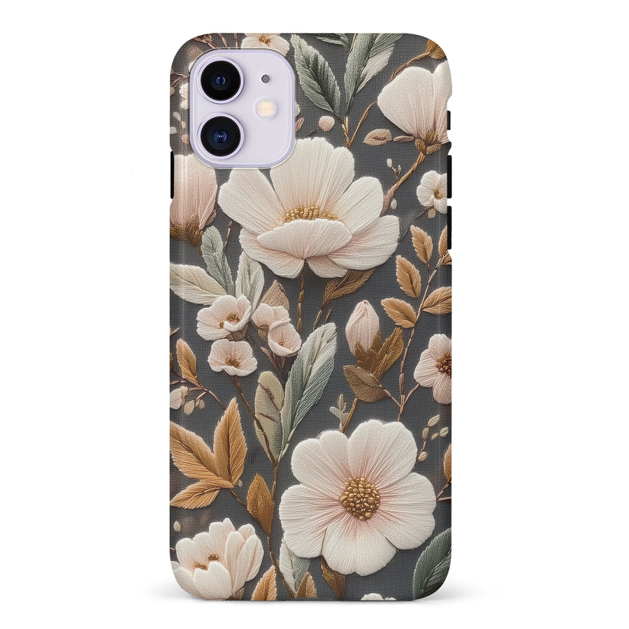 iPhone 11 Floral Serenity Embroidery Style Floral Phone Case