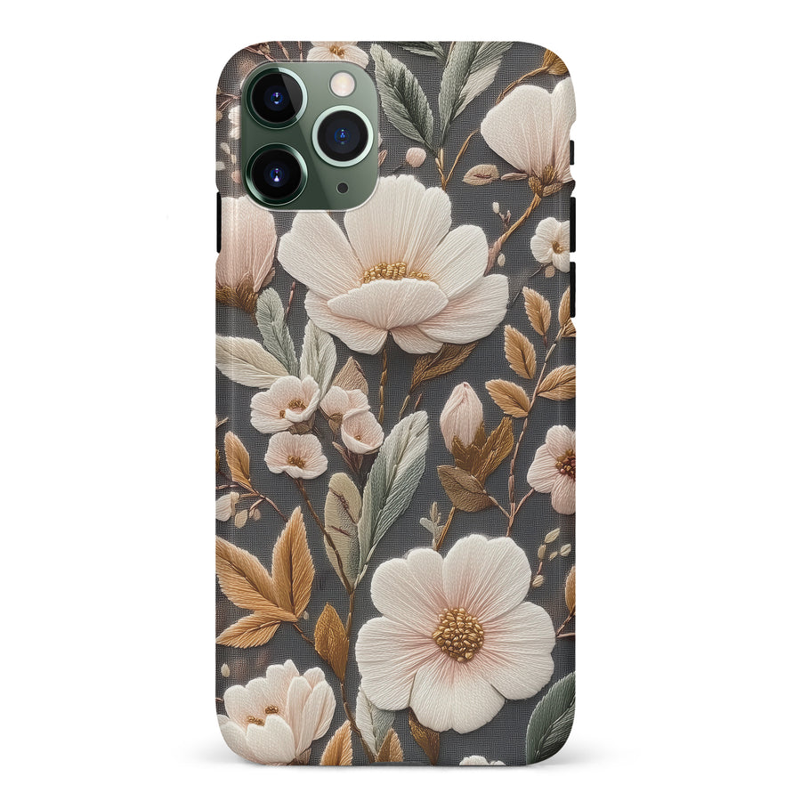 iPhone 11 Pro Floral Serenity Embroidery Style Floral Phone Case