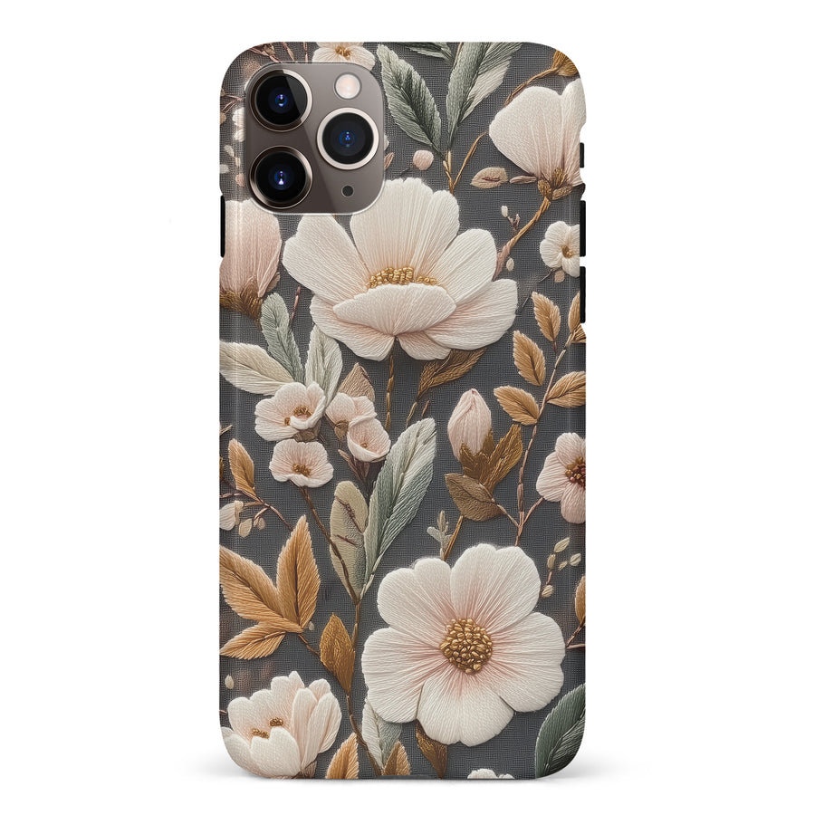 iPhone 11 Pro Max Floral Serenity Embroidery Style Floral Phone Case