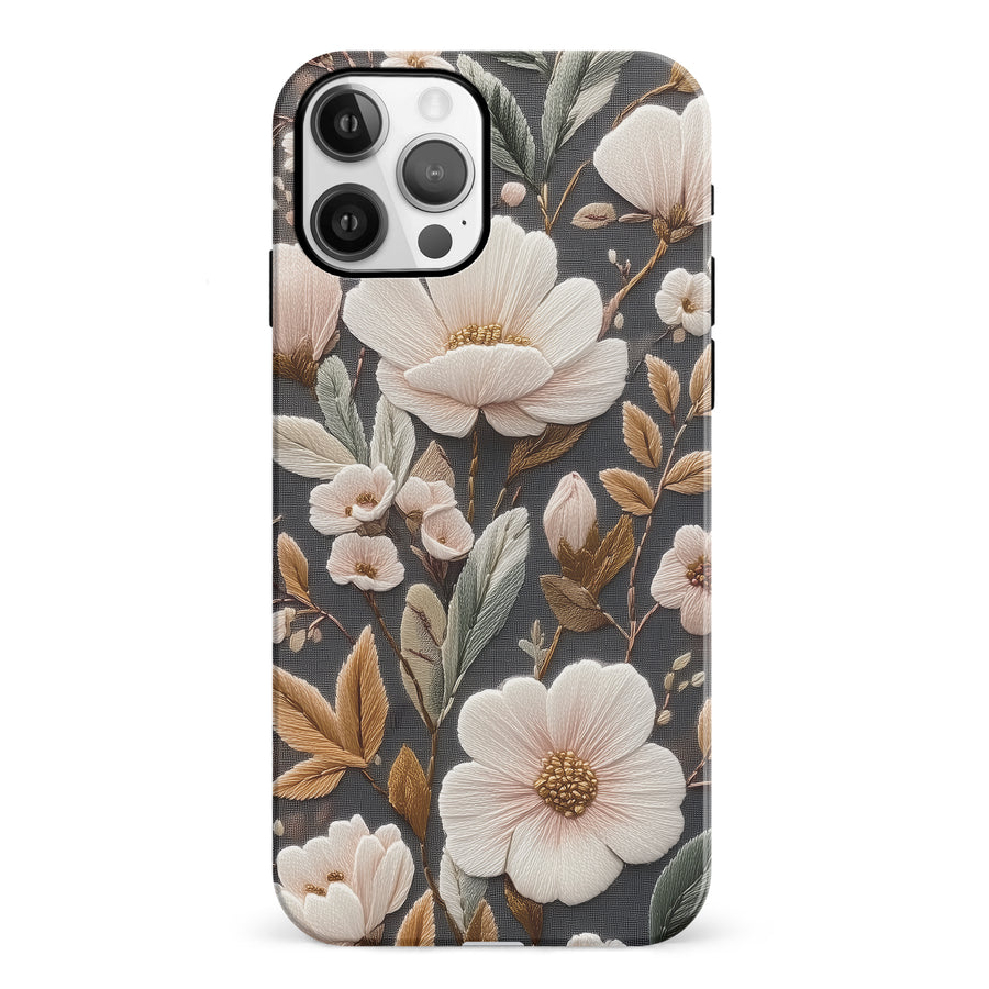 Floral Serenity Embroidery Style Floral Phone Case