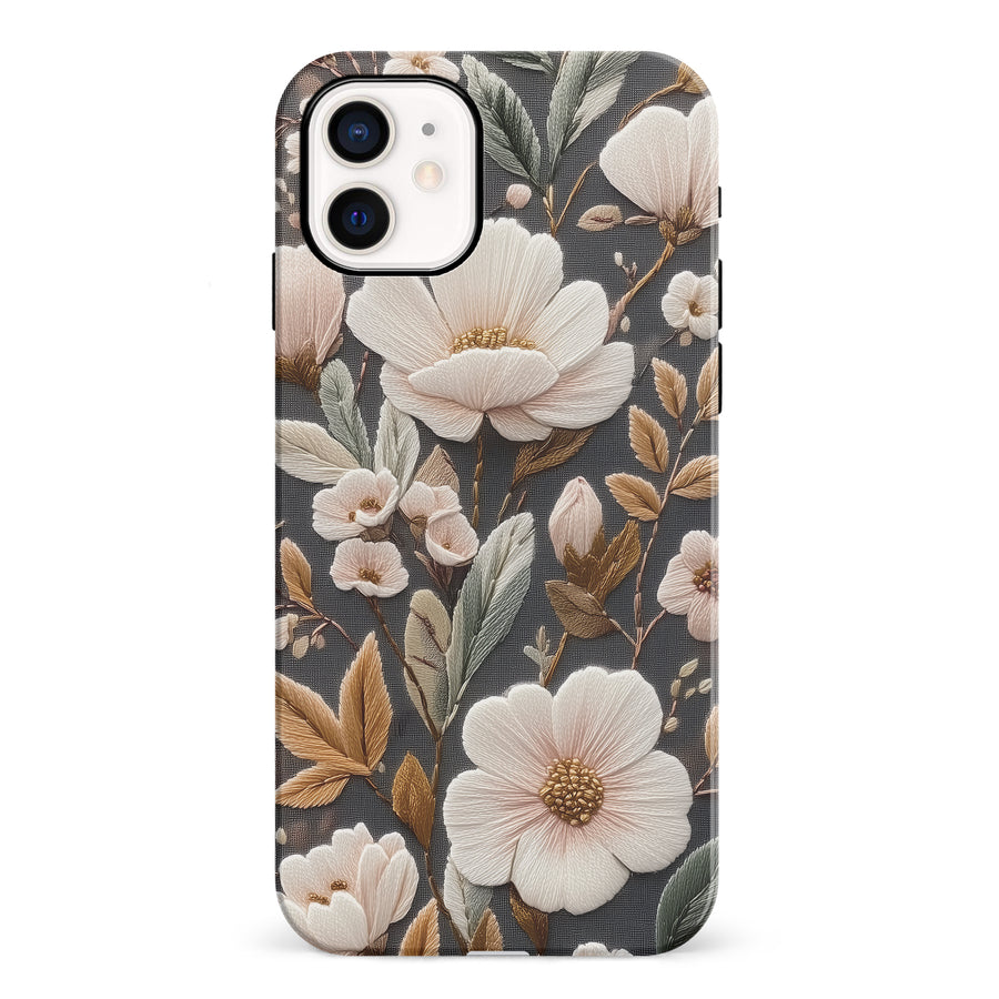 iPhone 12 Mini Floral Serenity Embroidery Style Floral Phone Case