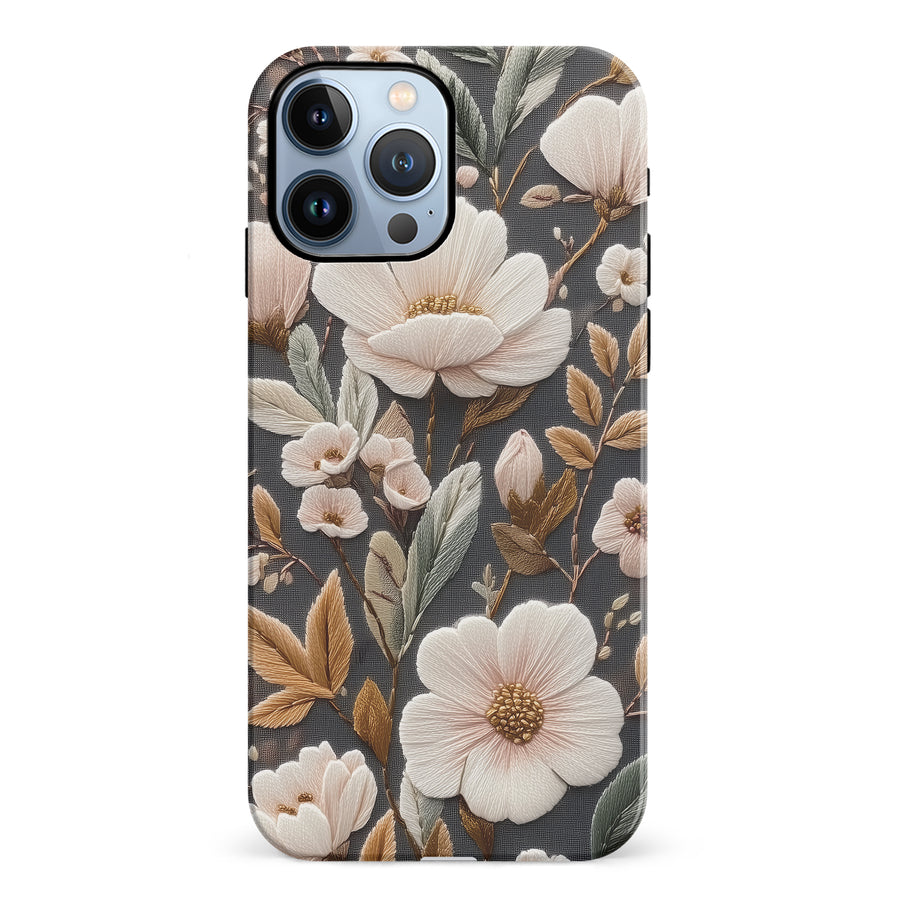 Floral Serenity Embroidery Style Floral Phone Case