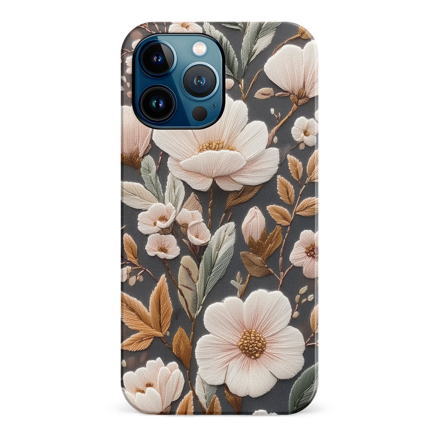 iPhone 12 Pro Max Floral Serenity Embroidery Style Floral Phone Case