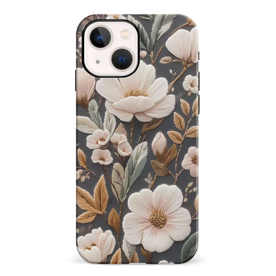 Floral Serenity Embroidery Style Floral Phone Case