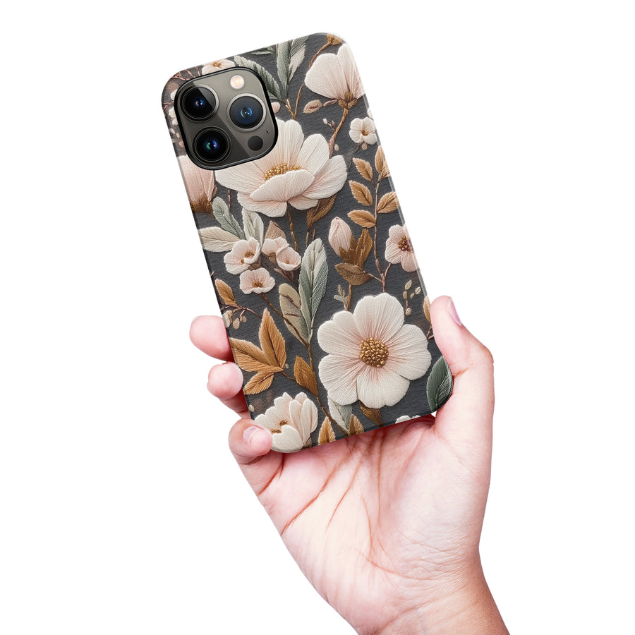 Floral Serenity Embroidery Style Floral Phone Case