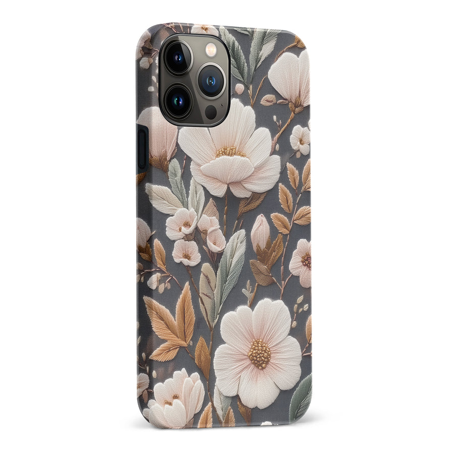 Floral Serenity Embroidery Style Floral Phone Case