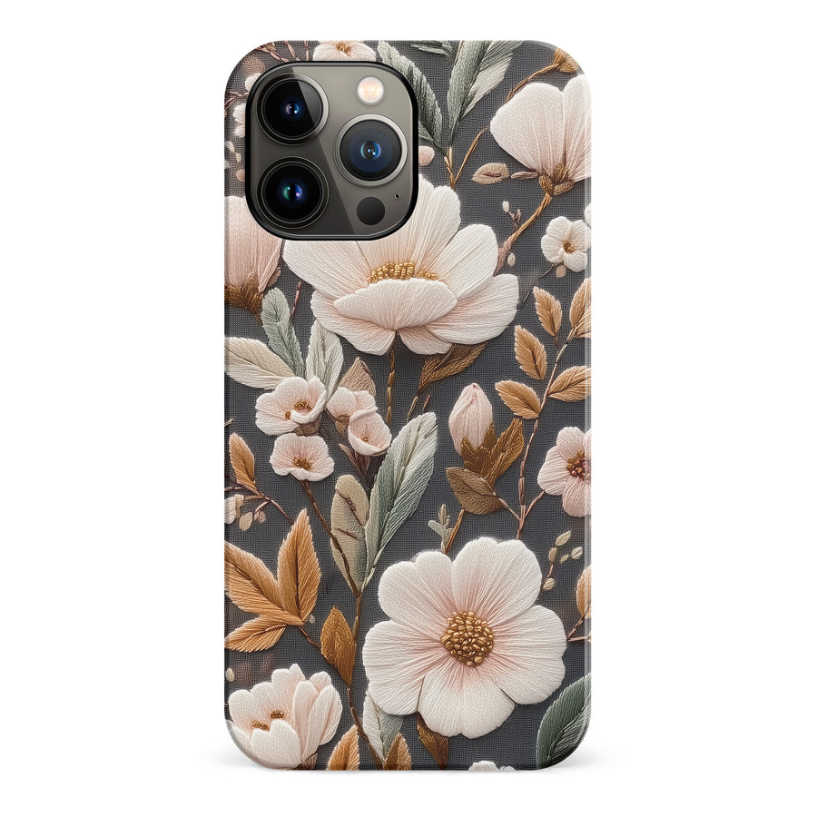 iPhone 13 Pro Max Floral Serenity Embroidery Style Floral Phone Case