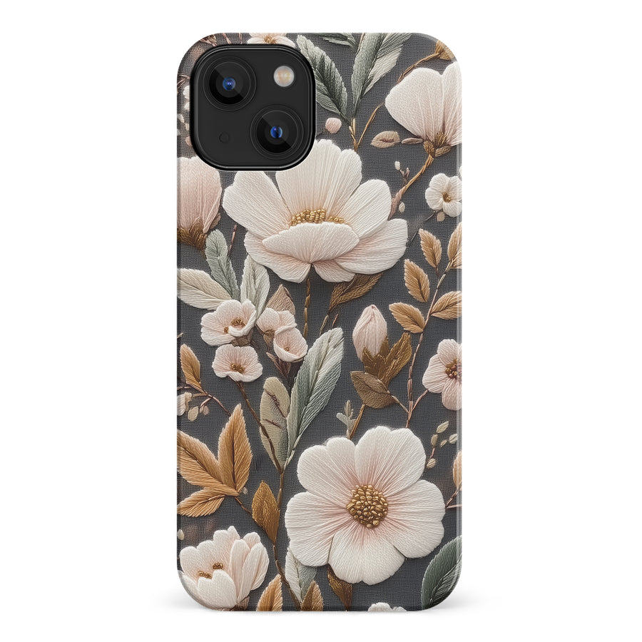 Floral Serenity Embroidery Style Floral Phone Case