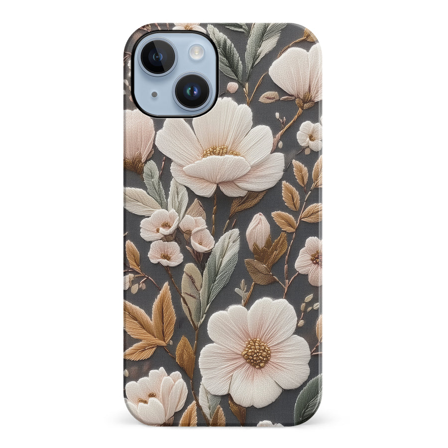 Floral Serenity Embroidery Style Floral Phone Case