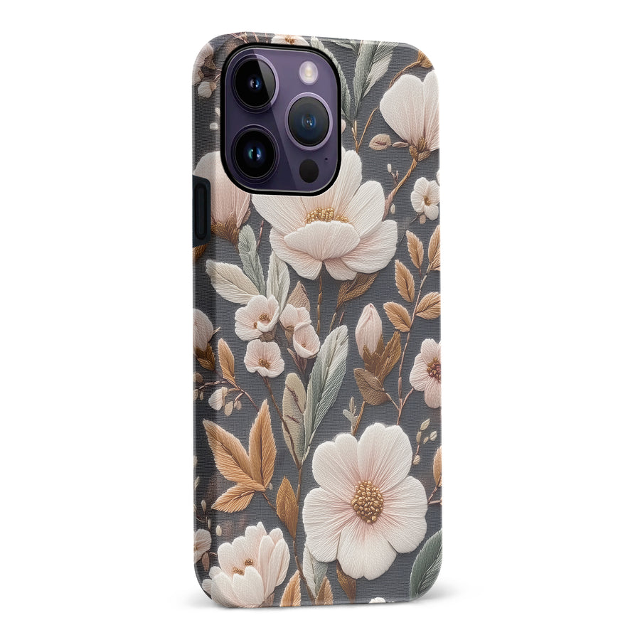 Floral Serenity Embroidery Style Floral Phone Case