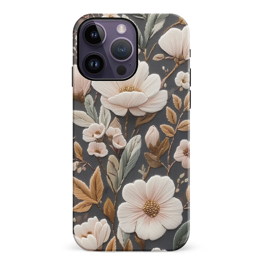 Floral Serenity Embroidery Style Floral Phone Case