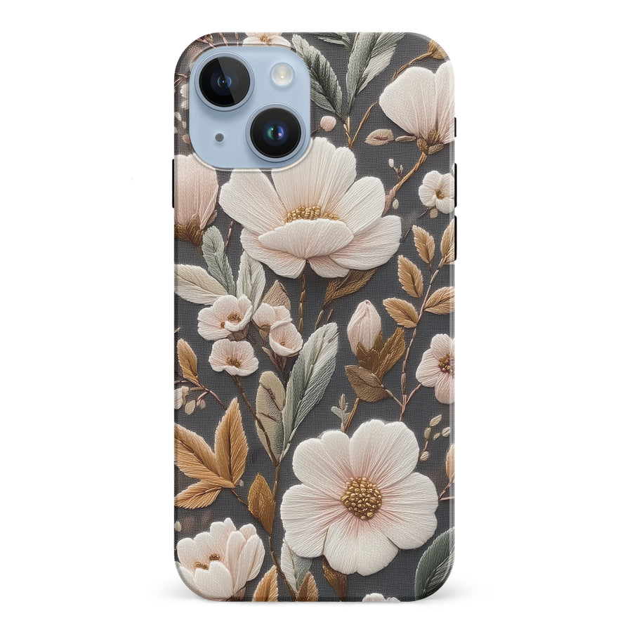 Floral Serenity Embroidery Style Floral Phone Case