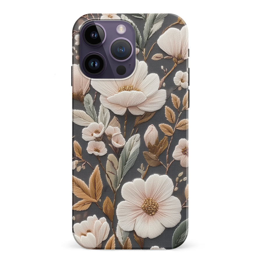 Floral Serenity Embroidery Style Floral Phone Case