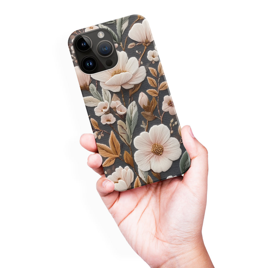 Floral Serenity Embroidery Style Floral Phone Case